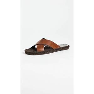 NEW CASTANER men's kevin leather slip on sandal in marron chocolate